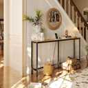 SUPERJARE Console Table with Outlet, 63 Inch Sofa Table with Charging Station, Narrow Entryway Table, Behind Couch Table, for Living Room, Plants - Rustic Brown