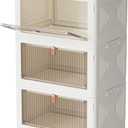 23Qt Plastic Storage Bins with Lids 3 Tier, Stackable for Storage, Boxes Lids, Containers, Multifunctional Folding Bedroom, Living Room, Study, Toy White