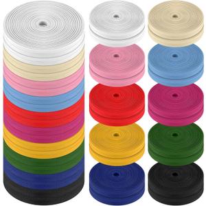 SATINIOR 20 Rolls 12mm 1/2" Single Fold Bias Tape 100% Polyester Mix 10 Colors Each Color 18 Yards for Sewing, Piping, Binding, Hemming