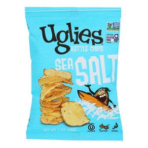 Uglies Kettle Potato Chips, Sea Salt, Vegan Friendly, Kosher, Gluten Free & Non-GMO, 1 Ounce (Pack of 32), BBD 05/30/2026