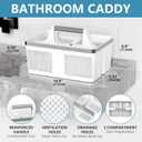 BYUNER Plastic Shower Caddy Dorm: Portable Bathroom Caddy Organizer with Handle and Holes, Cleaning Basket, Hard Shower Basket Storage Tote for Toiletry, College Dorm Room Essentials White/Silver