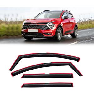 in-Channel Rain Guards for 2023-2026 Kia Sportage, Window Visor Shields Vent Deflector Shade Wind Dark Smoke 2024 2025 23 24 25 26, Tape-On Inside-Mount, 4PCS