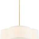 18" Chandelier, 3-Light Gold Pendant Light Fixtures with Dual Layer White Fabric Shade in Quatrefoil Shape, Double Drum Chandeliers for Dining Room Kitchen Living Room Bedroom, AD-22007-3P-GD