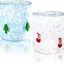 2 Pcs Icon Glass Cups - 14 oz Santa Claus & Christmas Tree Juice Glasses, Hand-blown Glasses for Holiday Gifts Family Parties and Stylish Everyday & Party Glass