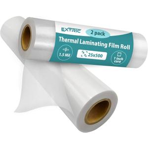 EXTRIC Thermal Laminating Film Roll 2 PK, 25x500-1.5 Mil 1” Core