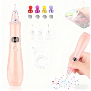 Electric Diamond Painting Pen Wireless Vacuum Diamond Art Pen Kits Improves Efficiency of Diamond Art Creation 3 Adjustable Suction Mode DIY Diamond Art Accessories Pen for Beginners(Pink)