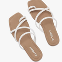 FITORY Women's Slide Sandals Flat Toe Ring Thongs with Cross Strap for Summer Size (8, White)