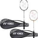 YONEX ZR 100 Light Aluminium Badminton Racquet with Full Cover (Black & Black, Made in India) Set of 2