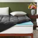 BEDLORE 4 Inch Memory Foam Mattress Topper Queen,2-in-1 Dual Layer Design (2" Gel Memory Foam + 2" Plush Pillow Top Cover) Mattress Topper Medium-Firm,Pressure Relief & Back Pain Support(Dark Gray)