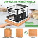 Bamboo Kitchen Appliance Sliders, Sliding Tray for Coffee Maker, Countertop Appliance Slider with 360 Rolling Wheels, Counter Slider Tray for Coffee Pot, Kitchen Aid Mixer (16" x 13")