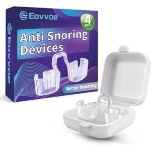 Anti Snoring Devices, Snore Stopper for Effective Snoring Solution, Increases Airflow, Individually Packaged, Reusable - 4 Pack