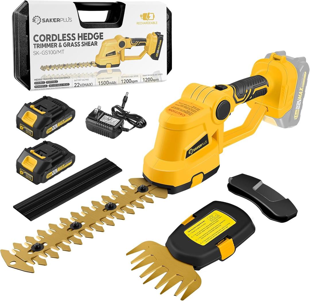 SakerPlus Cordless Hedge Trimmer for Dewalt 20V MAX Battery (No Battery) - Electric Hedge Trimmer Cordless Grass Trimmer, Bush Trimmer & Grass Shears for Yard，Brushless Motor，Powerful & Lightweight
