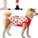 V.PET.B.R Dog Surgery Recovery Suit, Female Male Dog Onesie for Spay Neuter, Substitute E-Collar & Cone, Anti-Licking Breathable Onesie for Small Medium Large Dogs, Strawberry, Size: S