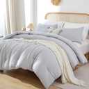 ROSGONIA Oversized King Comforter Light Gray, 3pcs (1 Grey Comforter & 2 Pillowcases), Soft Lightweight Oversized King Size Comforter Sets Bedding