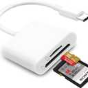 USB C SD Card Reader for iPhone 15/16/17, Dual Card Slots Micro SD Card Reader USB C Support SD and TF Memory Card Adapter, Trail Camera Viewer Memory Card Reader for iPhone 17/iPad/MacBook