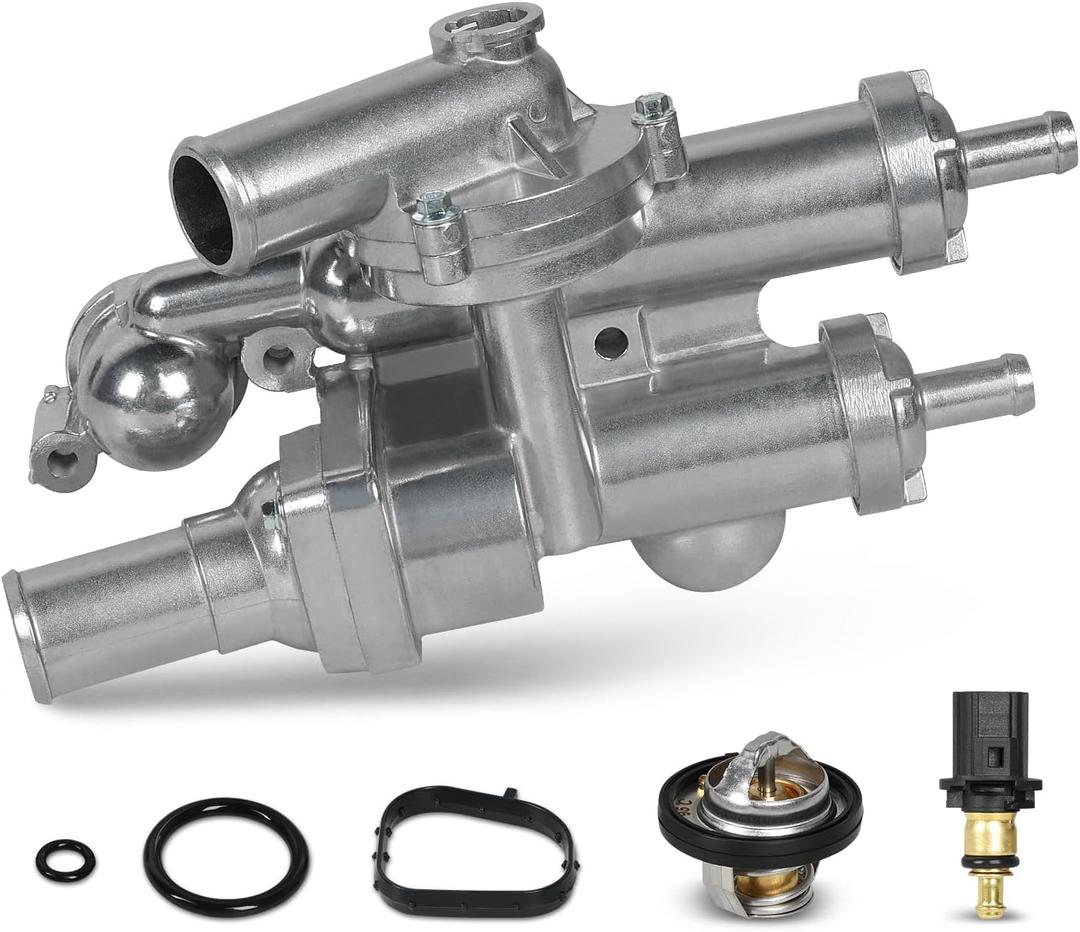 Upgraded Aluminium Engine Coolant Thermostat Housing Compatible with Chrysler 200 Sebring Dodge Avenger Caliber Journey Jeep Compass Patriot 2.4L 2007-2020, Replacement for 68003582AB 902-319