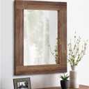 Wood Mirror Rectangular Framed Rustic Vintage Mirrors Decor Farmhouse Bedroom Bathroom Mirror for Dressing Table Entrance Large 20"x16" Brown