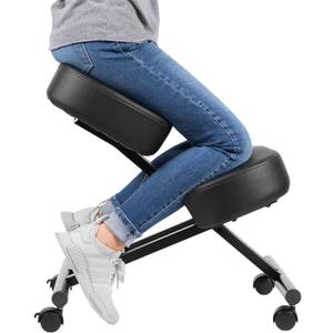 Ergonomic Kneeling Chair, Adjustable Stool for Home and Office - Improve Your Posture with an Angled Seat - Thick Comfortable Molded Foam Cushions - Brake Casters