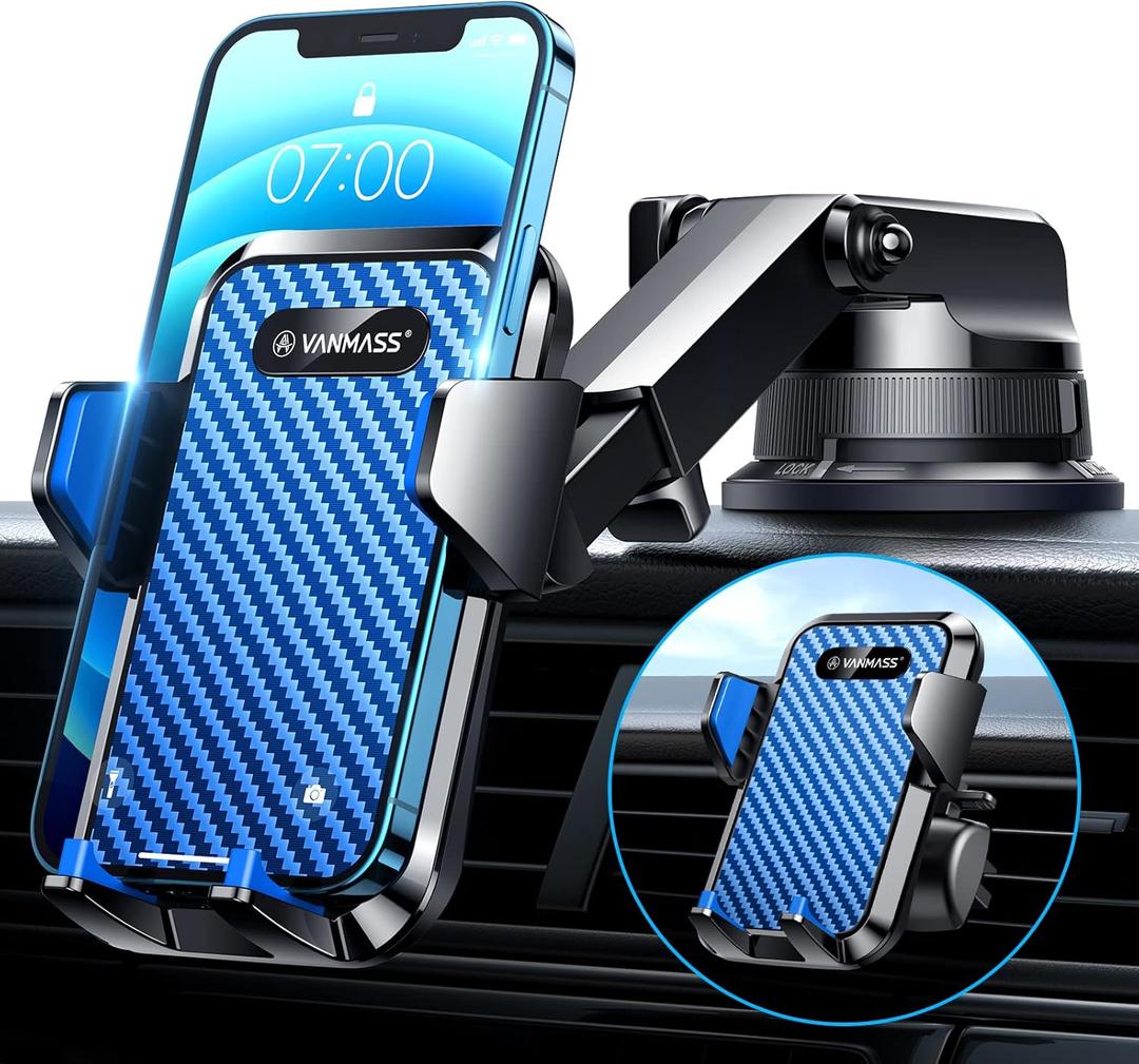 VANMASS [2024 Upgrade Phone Holders for Your Car [Super Suction Cup] Cell Phone Mount Car Dashboard Window Vent Desk Fit for iPhone 15 Pro Max 14 13 Universal Handsfree Automobile Vehicle CradleBlue