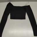 Forever 21 Women's Asymmetrical Sweater-Knit Crop Top (Black, XS)