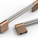 Asidrama 10 Pack 5 Inch(128mm) Satin Nickel and Champagne Bronze Cabinet Pulls Knurled Cabinet Handles Kitchen Cabinet Hardware Cupboard Handles Drawer Pulls (5" Hole Center)