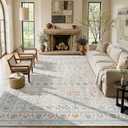 Lofus 9x12 Washable Area Rug for Living Room, Non-Slip Beige Boho Carpet