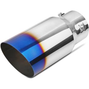 1.5"-2.5" Inlet Adjustable Exhaust Tip, 4" Outlet 9" Overall Length, Blue Burnt Stainless Steel Tail Pipe, Bolt-On (fit for 1.5"/ 1.75"/ 2.0"/ 2.25"/ 2.5" OD Tailpipe)