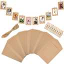 Juvale 50 Pack Cardboard Picture Frames, 4x6 DIY Photo Hanging Kit with Wooden Clips and Paper String for Home Wall Decor - Picture Hanging Kit (Brown)