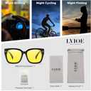 LVIOE Night Vision Glasses for Driving Women Men Yellow Glasses for Night Driving Glare Polarized Wear Over Eyeglasses N4201 (A01 Glossy Black Frame / Night Vision)