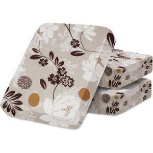 SearchI 3PC Printed Sofa Couch Cushion Covers Replacement Chair Cushion Slipcovers Stretch Sofa Seat Cover Furniture Protector Sofa Slipcover Soft with Elastic Bottom(3PC, Brown Flower)