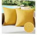 MIULEE Pack of 2 Outdoor Waterproof Throw Pillow Covers Decorative Farmhouse Linen Spring Pillow Covers Solid Color Couch for Patio Tent Bed Balcony Couch Sofa Living Room 18x18 Inch Yellow