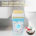 3 Pack Bathroom Trash Can with Lid 4 Gallon Small Trash Can with Swing Lid White and Gold Bathroom Garbage Can with 225 Counts Trash Bags for Kitchen Bedroom Office
