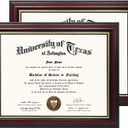 GraduationMall 8.5x11 Certificate Diploma Frame,Solid Wood & UV Protection Acrylic,Cherry Finish with Gold Trim,2 Pack