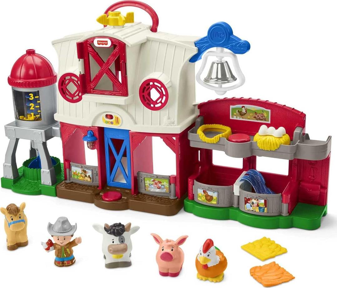 Fisher-Price Little People Caring for Animals Farm Electronic Interactive playset with Smart Stages Learning Songs for Toddlers Ages 1 and up 