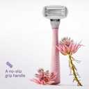 Flamingo Shaving Razor Set for Women - Original Razor Handle, 4 Blade Refills, and Shower Holder - Rose
