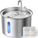 Oneisall Stainless Steel Cat Water Fountain, 2L Water Fountains for Cats Indoor with Quiet Pump and 3 Replacement Filters, Pet Water Fountain Faucet Spout Design Cat Fountain Drinking Inside