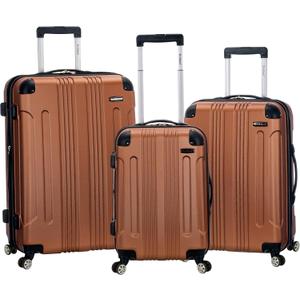 Rockland London Hardside Expandable Luggage with Spinner Wheels, Brown, 28-24-20-Inch
