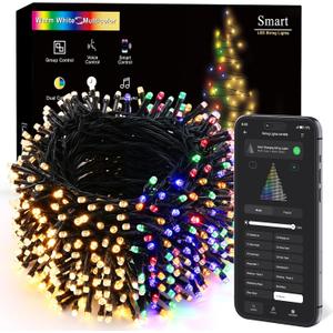 BrizLabs Smart Christmas Lights, 262ft 800 LED Color Changing Christmas String Lights with APP/Voice Control, Warm White & Multicolor Xmas Tree Lights Music Xmas Fairy Lights for Indoor Outdoor Home