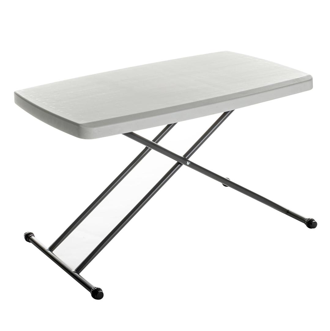 Iceberg Small Camping Personal Folding Table, Heavy Duty Utility Table, Adjustable Height, Platinum, 19.5 L x 30 W x 28" H