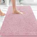 OLANLY Bathroom Rugs 36x24, Extra Soft Absorbent Chenille Bath Rugs, Rubber Backing Quick Dry, Machine Washable Bath Mats for Bathroom Floor, Tub and Shower, Home Decor Accessories, Dusty Rose