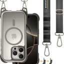 MAGEASY Designed for iPhone 16 Pro Case with Strap - 20ft Ultimate Drop Protection Compatible with MagSafe, Transformable 2-in-1 Protective & Lanyard Case, Aluminum Frame | Odyssey Strap M (Titanium)