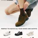 FITRELL 6 Pairs Ruffle Socks, Womens Soft Breathable Cute Lettuce Ankle Crew Frilly Socks (5-8.5, Dark Brown+brown+khaki+cream,light Pink+orange)