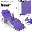 Tanning Chair with Face Hole, Adjustable Folding Chaise Lounge Chairs for Outside with Detachable Pillow & PocketPortable flat beach chairs for sunbathing, beach lawns camping (Purple, Standard)