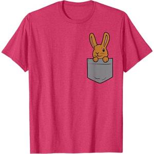Pocket Bunny Rabbit Cute Happy Easter Day Men Women Kids T-Shirt Red Large