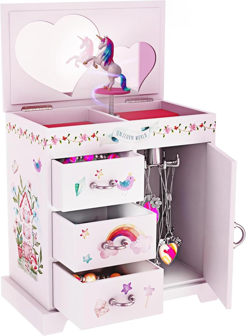 Pretty Me Unicorn Musical Jewelry Box for Kids - Gifts for Girls, Ages 3-8, Best Princess Room Toys Gift for Age 3, 4, 5, 6, 7, 8 Year Old Little Girl - Birthday Present Toy Ideas Music