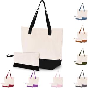 HIFA Personalized Custom Tote Bag for Women, Canvas Tote Bag - Zipper Closure, Extra Inner Pocket - Shoulder Bag