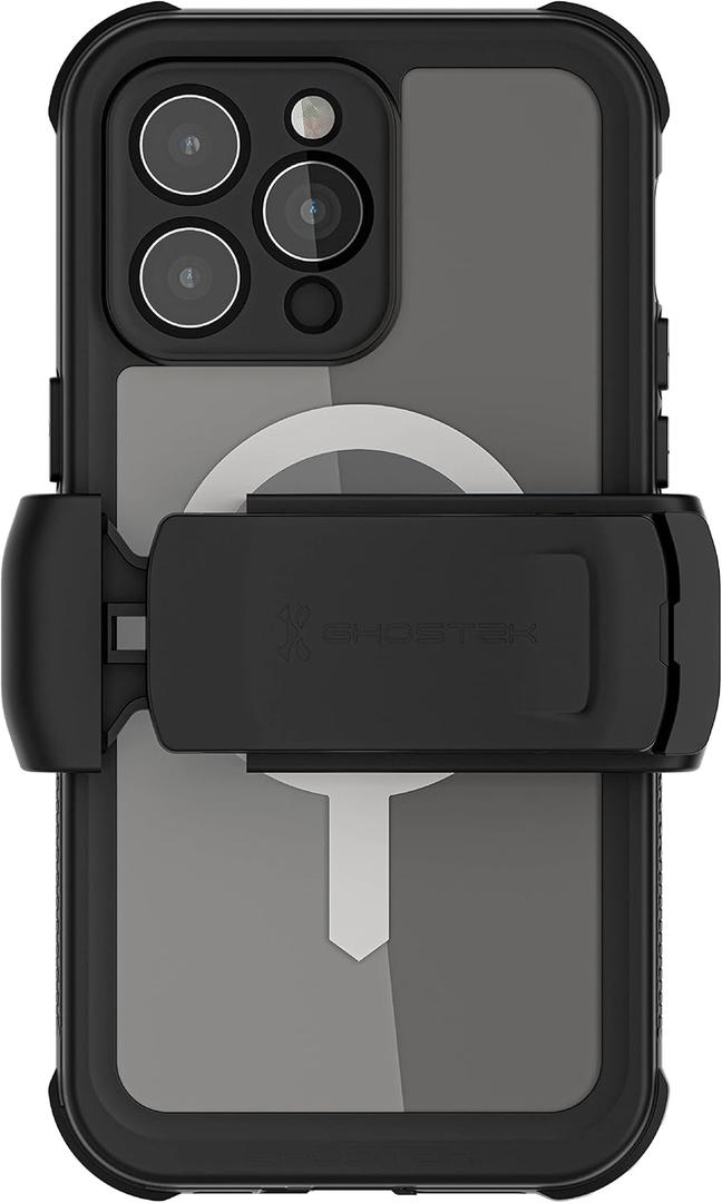 Ghostek NAUTICAL Waterproof iPhone 14 Pro Max Case with Belt Clip, Screen Protector and MagSafe Magnet Rugged Heavy Duty Protection Full Body Designed for 2022 Apple iPhone 14ProMax (6.7 Inch) (Clear)