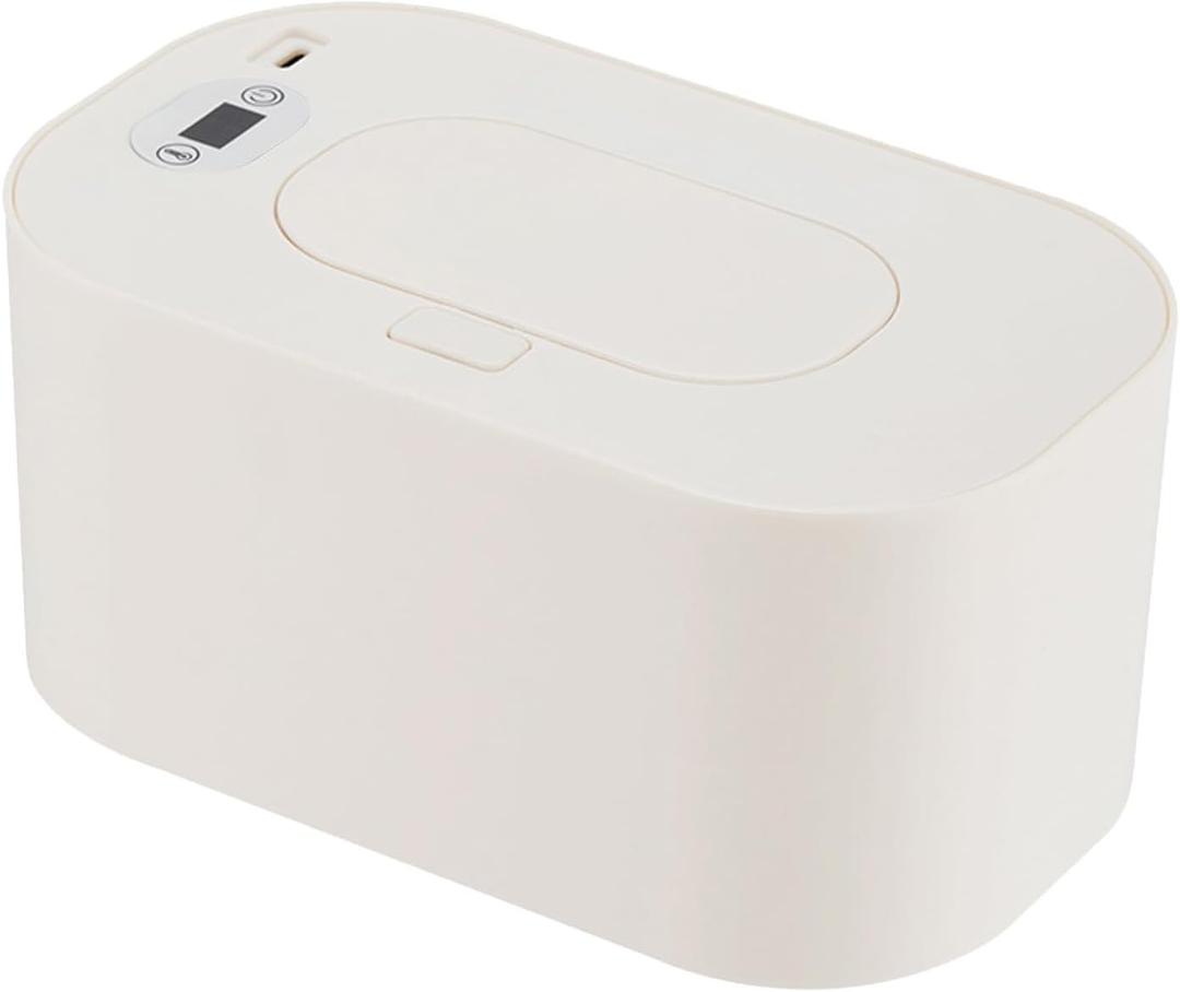 Adult Wipe Warmer Portable Heating Box with Thermostat Control Battery Operated for Cordless Use Energy Saving Wet Tissue Heater Machine Large Capacity for Home Travel and Family Care (White)