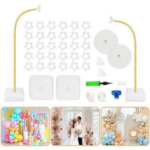 Bazen 8.2ft & 6ft Balloon Arch Kit Free Bending Shape Half Balloon Arch Stand with Base Floor Balloon Garland Stand Arch Frame Backdrop Stand for Wedding Baby Shower Birthday Yard Lawn Decorations White Gold