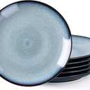 LERATIO Ceramic Dinner Plates Set of 6, 10.5 Inch Handmade Reactive Glaze Porcelain Plates, Coupe Shape Dinnerware Dishes Set for Kitchen,Oven& Microwave & Dishwasher Safe, Scratch Resistant-Gray Blue